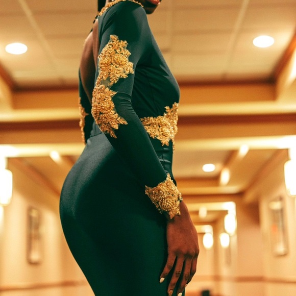 Emerald Prom dress. Custom made - Picture 3 of 4